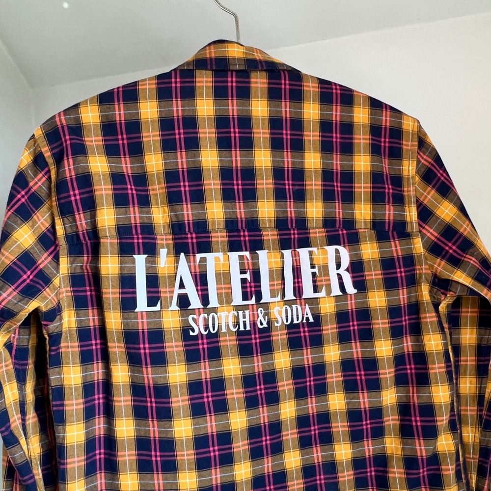 Scotch & Soda Plaid Shirt S Yellow L'Atelier Graphic Cotton Button Down Shirt